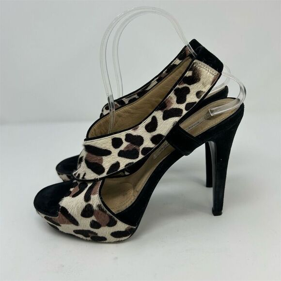 Diane von Furstenberg Women's Animal Print Stiletto Slingback Heels Size 8.5 - Picture 6 of 13